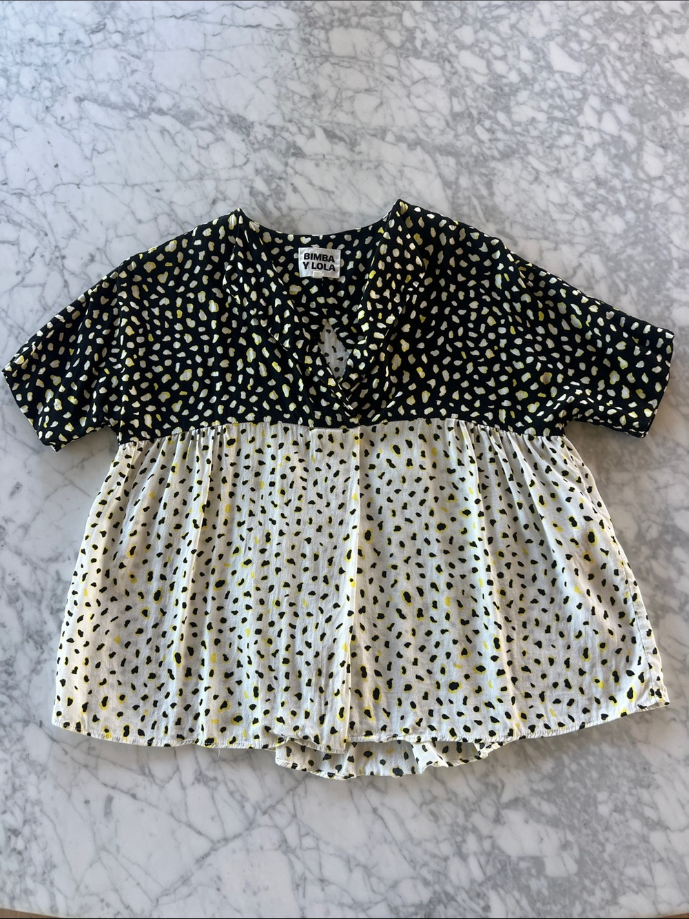 BIMBA Y LOLA Black & white Short-Sleeve Patterned Blouse
